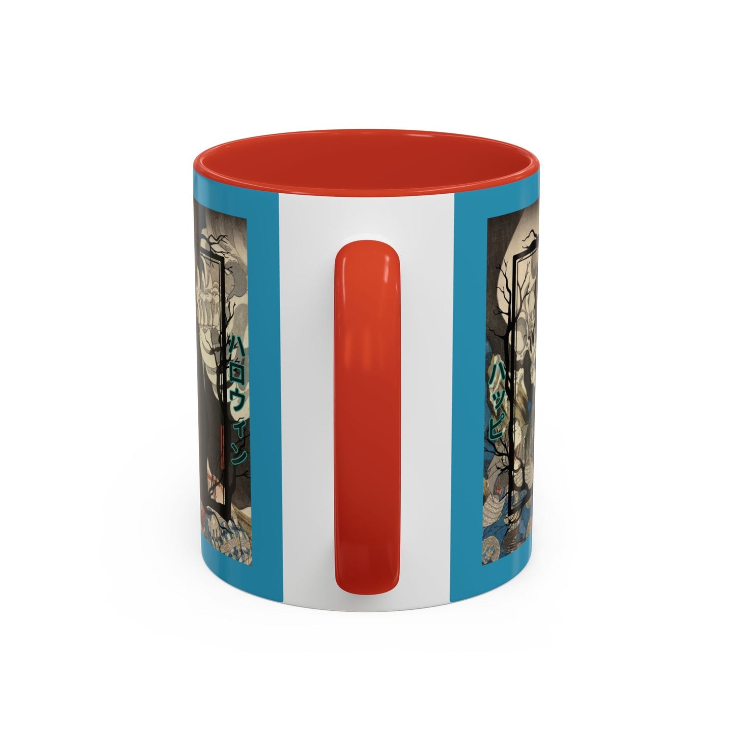 Yōkai Happy Halloween Turquoise Accent Mug by cypherpunkgear.com – cypherpunkgear.com | Cypherpunk Merch