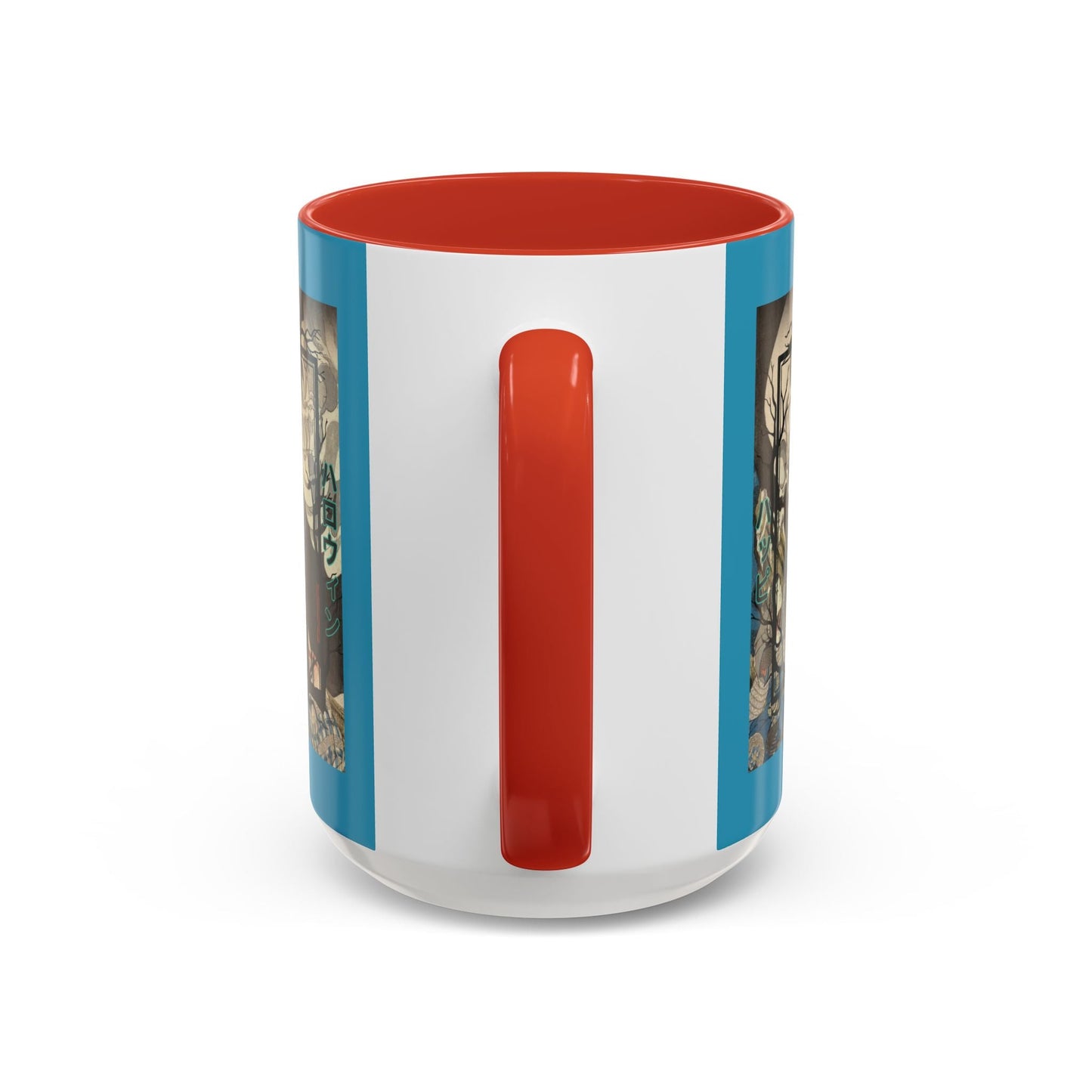 Yōkai Happy Halloween Turquoise Accent Mug by cypherpunkgear.com – cypherpunkgear.com | Cypherpunk Merch