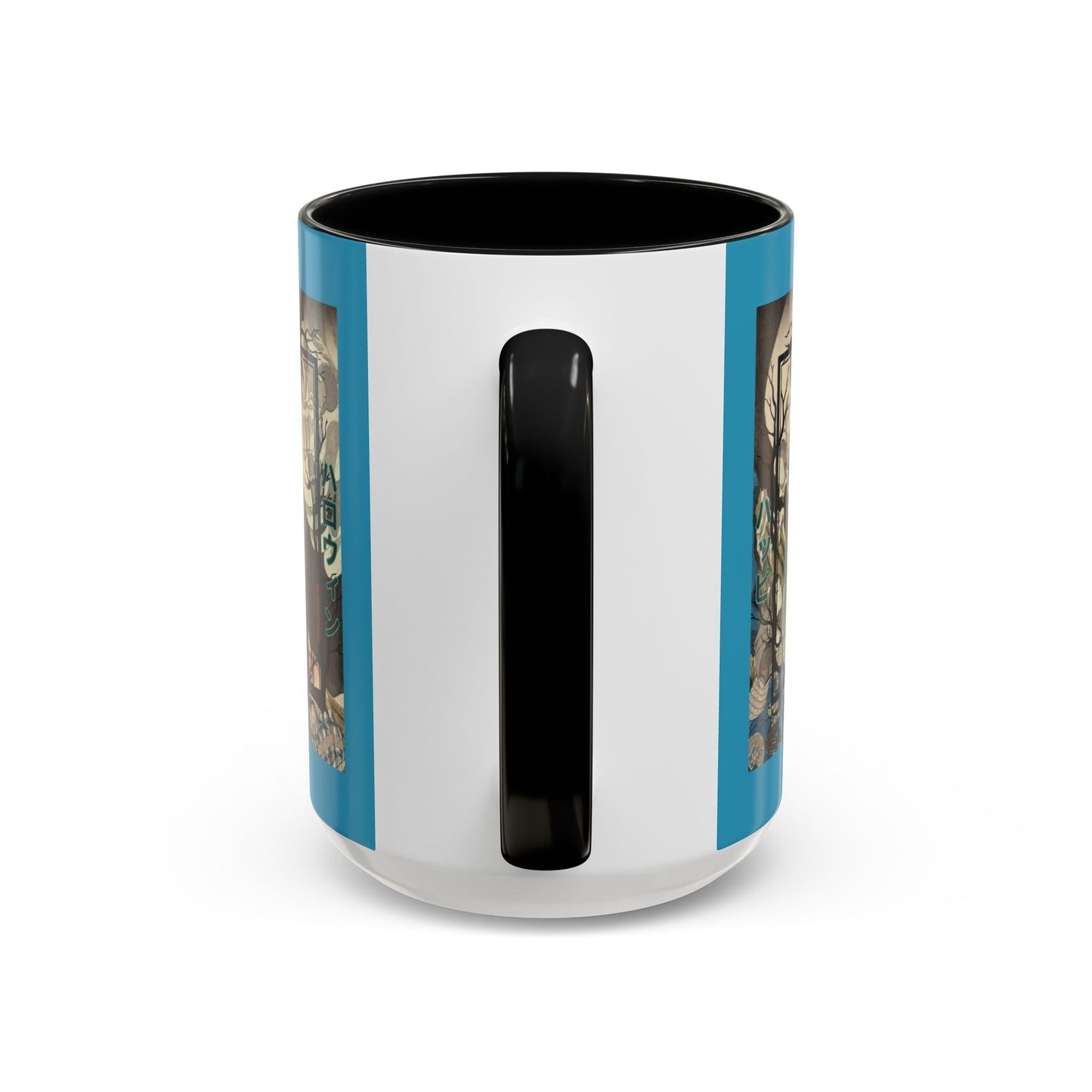 Yōkai Happy Halloween Turquoise Accent Mug by cypherpunkgear.com – cypherpunkgear.com | Cypherpunk Merch