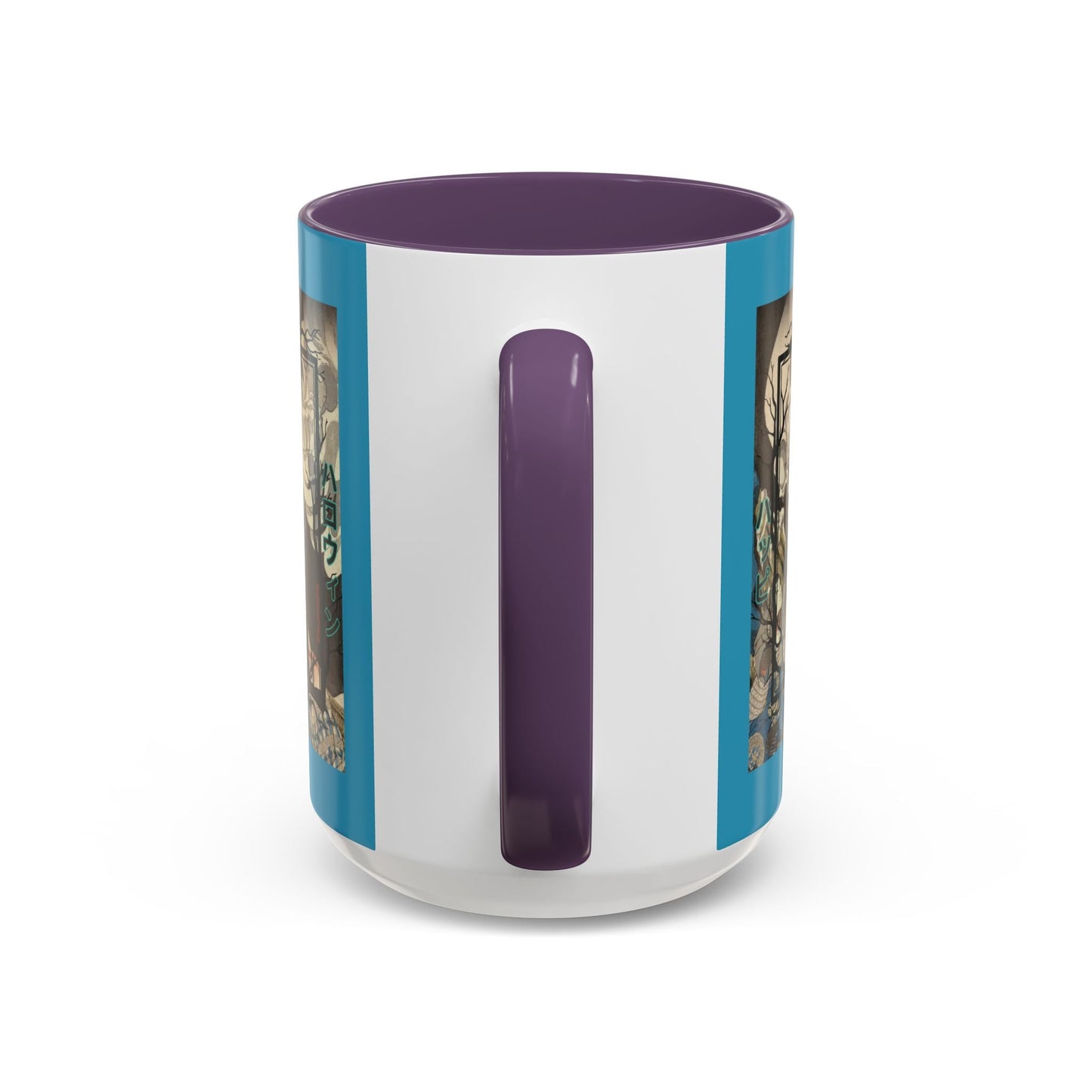 Yōkai Happy Halloween Turquoise Accent Mug by cypherpunkgear.com – cypherpunkgear.com | Cypherpunk Merch
