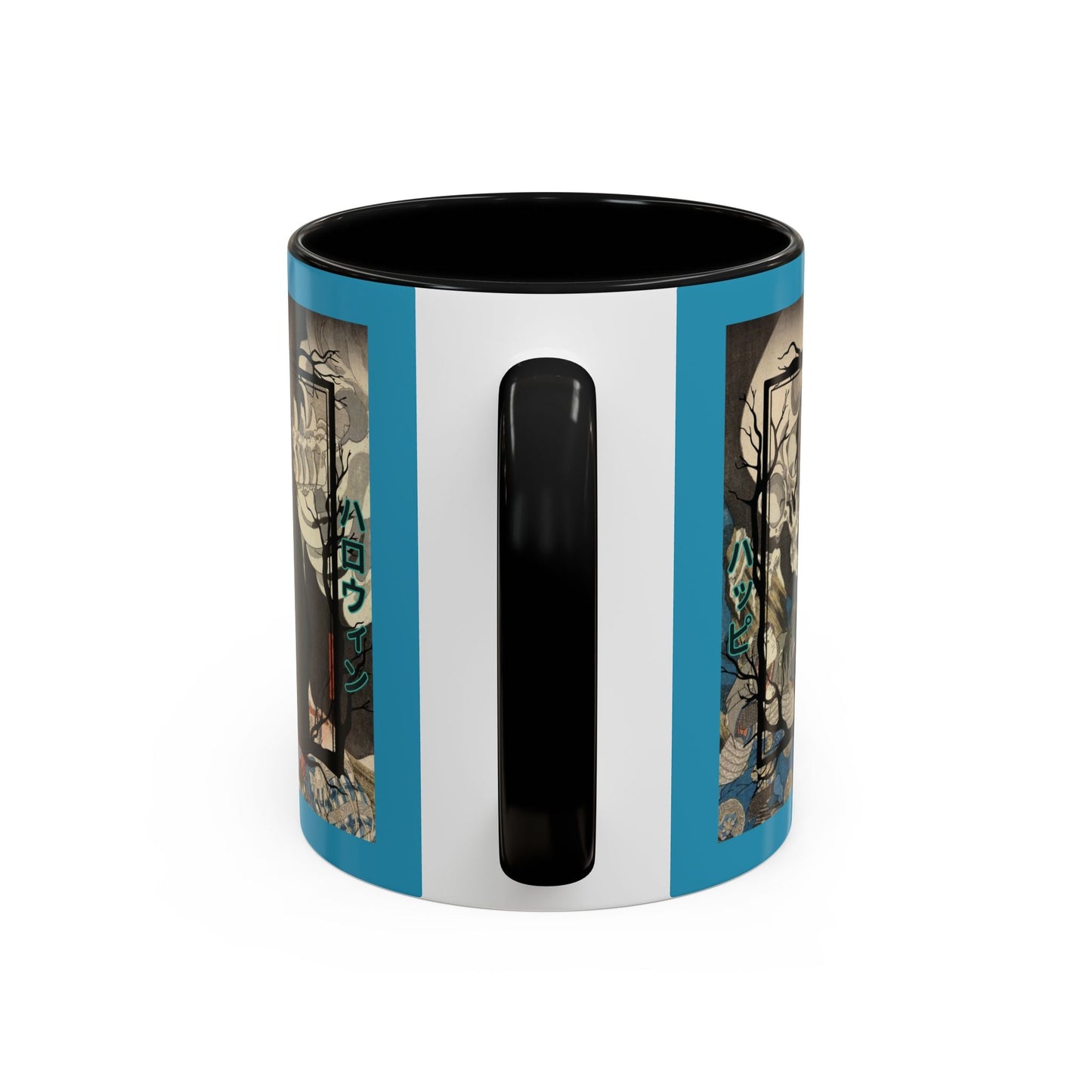Yōkai Happy Halloween Turquoise Accent Mug by cypherpunkgear.com – cypherpunkgear.com | Cypherpunk Merch