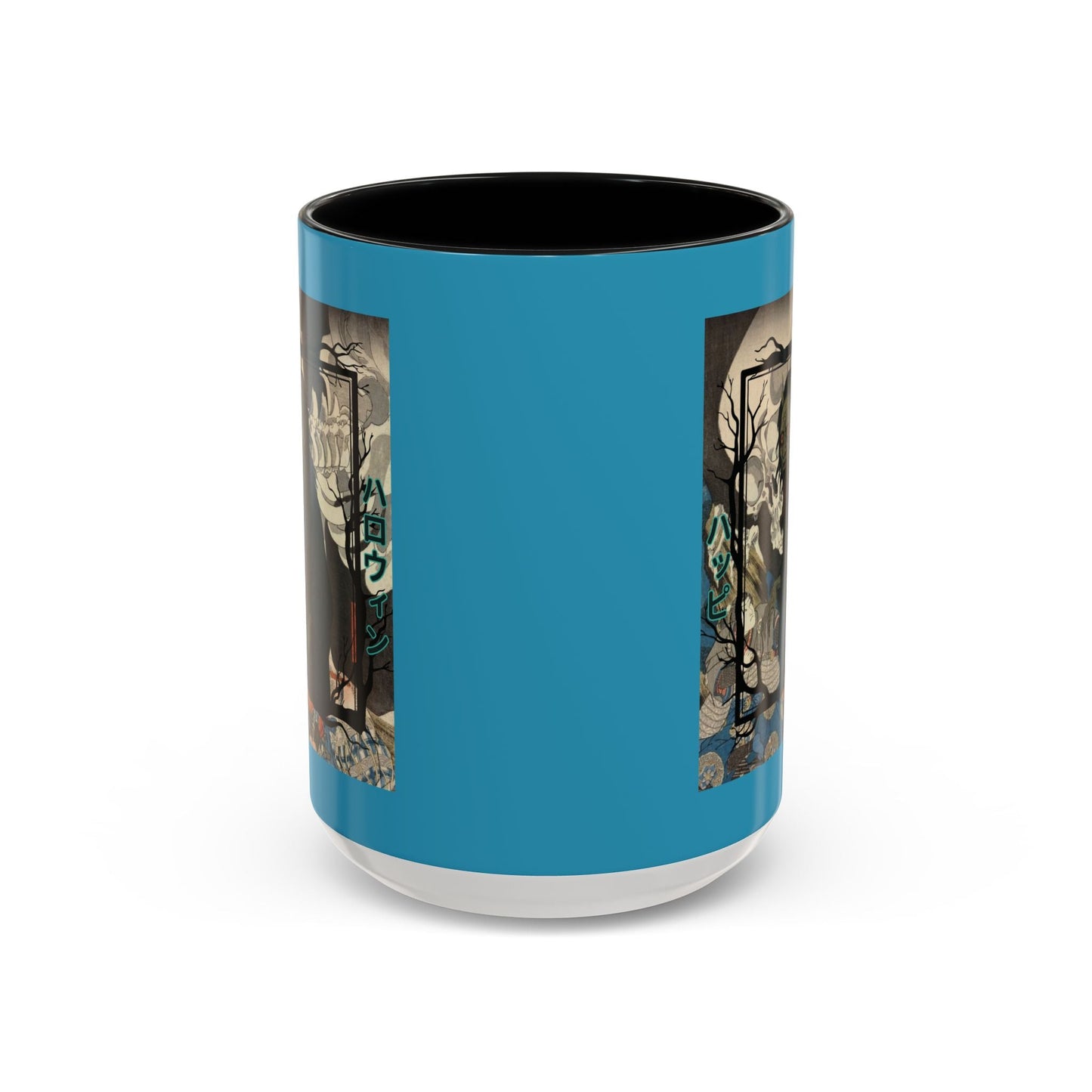 Yōkai Happy Halloween Turquoise Accent Mug by cypherpunkgear.com – cypherpunkgear.com | Cypherpunk Merch