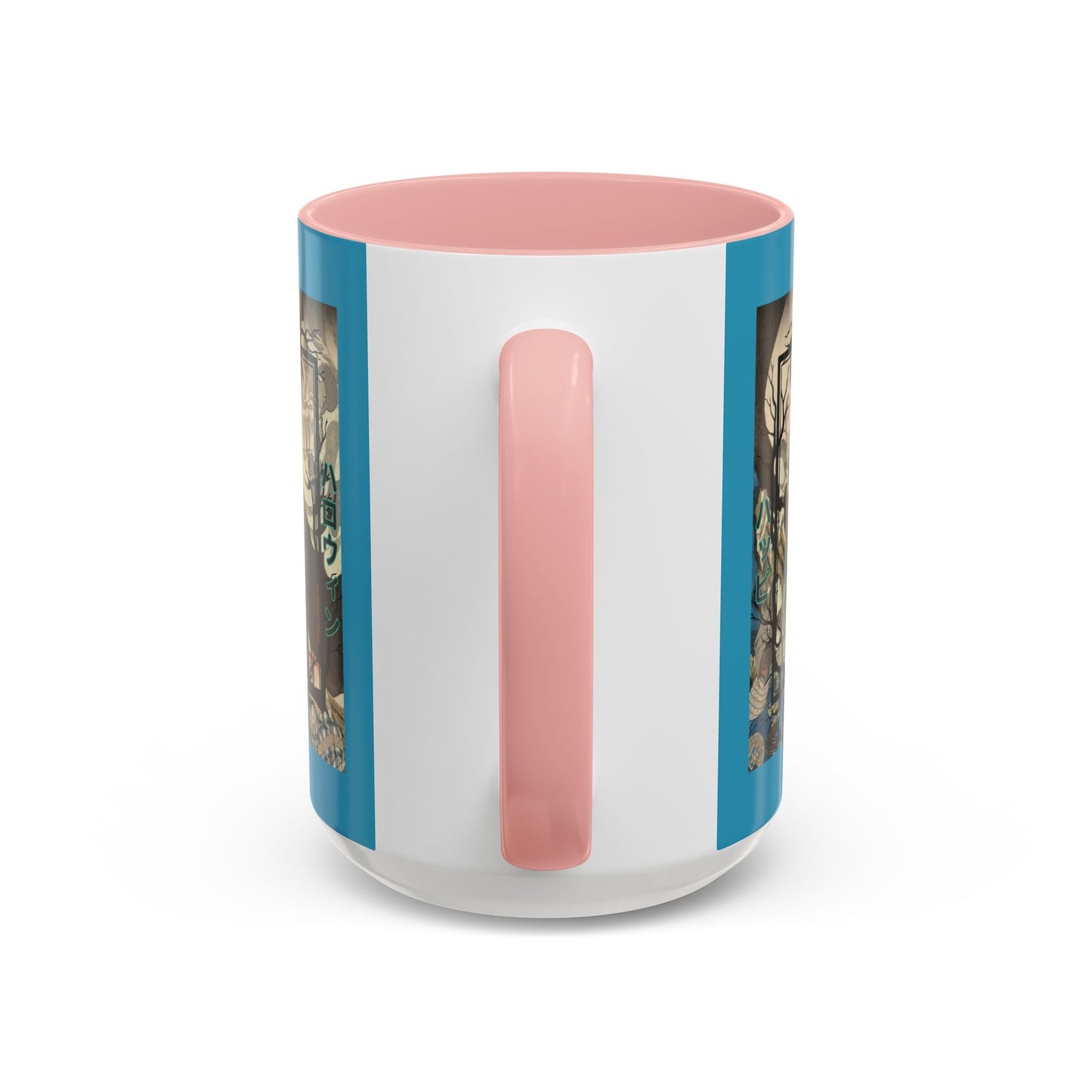 Yōkai Happy Halloween Turquoise Accent Mug by cypherpunkgear.com – cypherpunkgear.com | Cypherpunk Merch