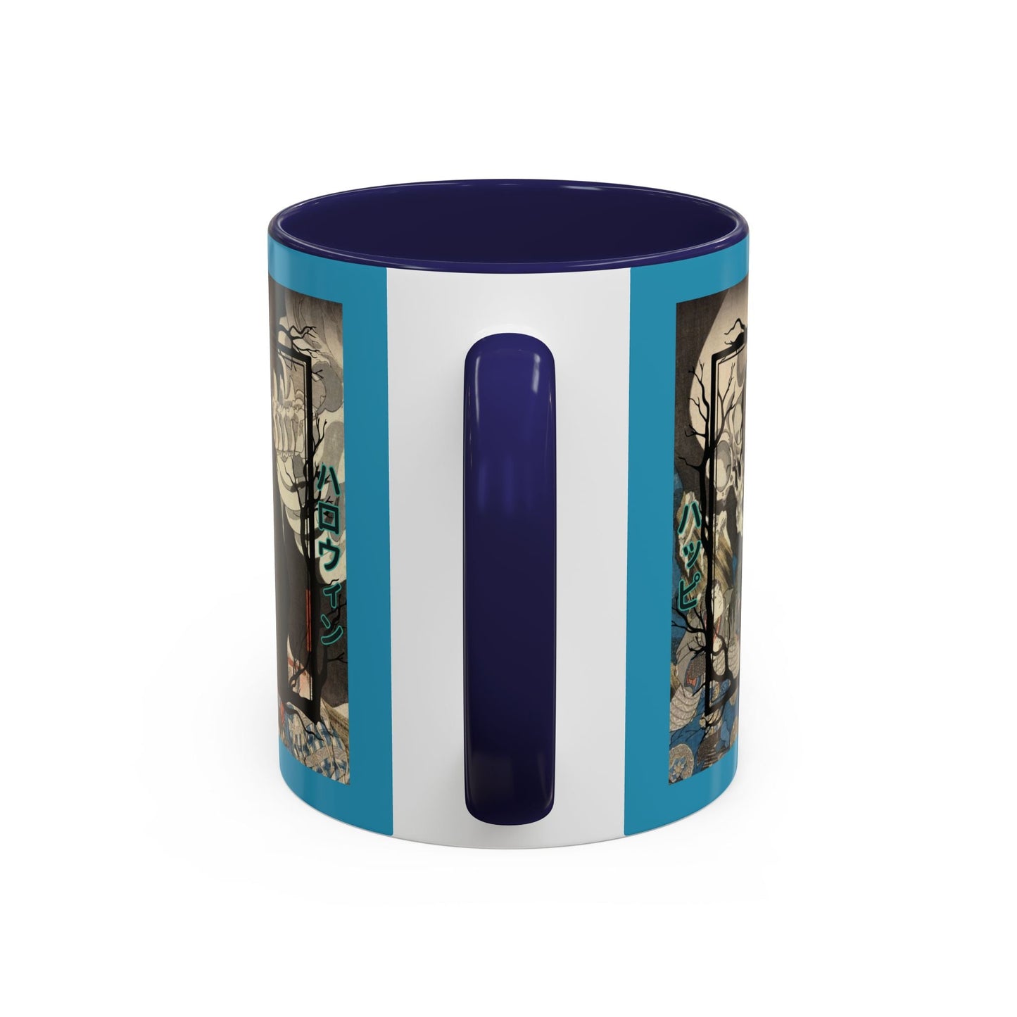 Yōkai Happy Halloween Turquoise Accent Mug by cypherpunkgear.com – cypherpunkgear.com | Cypherpunk Merch