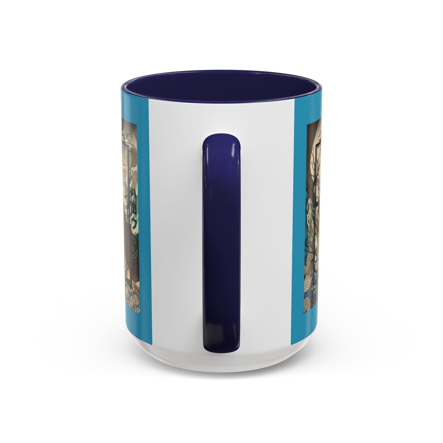 Yōkai Happy Halloween Turquoise Accent Mug by cypherpunkgear.com – cypherpunkgear.com | Cypherpunk Merch