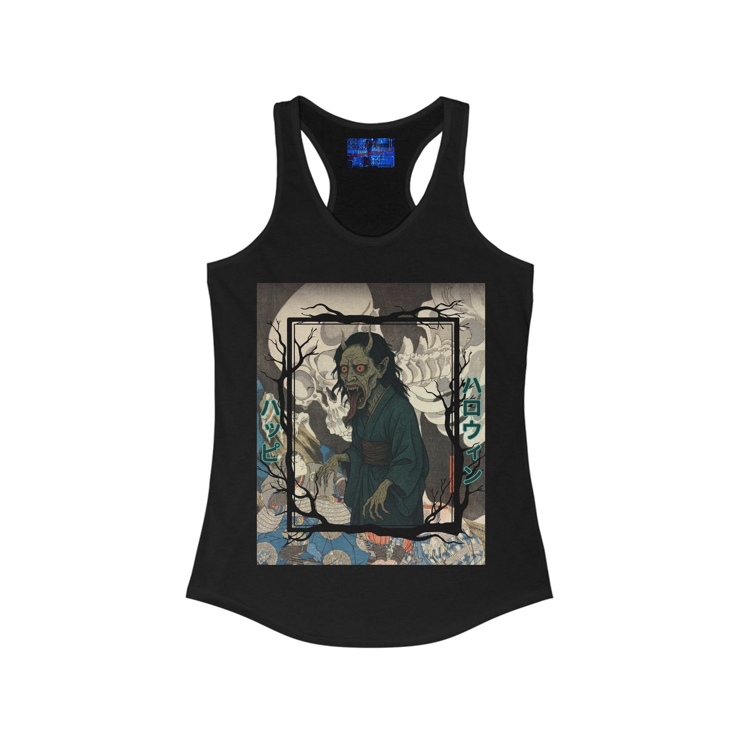 Yōkai Happy Halloween Women's Racerback Tank Top by cypherpunkgear.com – cypherpunkgear.com | Cypherpunk Merch