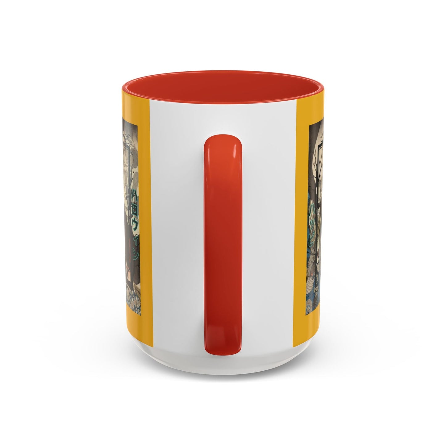 Yōkai Happy Halloween Yellow Accent Mug by cypherpunkgear.com – cypherpunkgear.com | Cypherpunk Merch