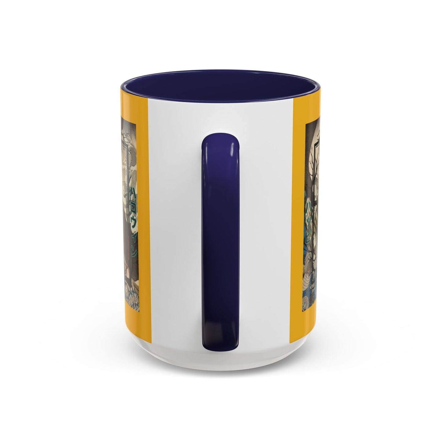 Yōkai Happy Halloween Yellow Accent Mug by cypherpunkgear.com – cypherpunkgear.com | Cypherpunk Merch