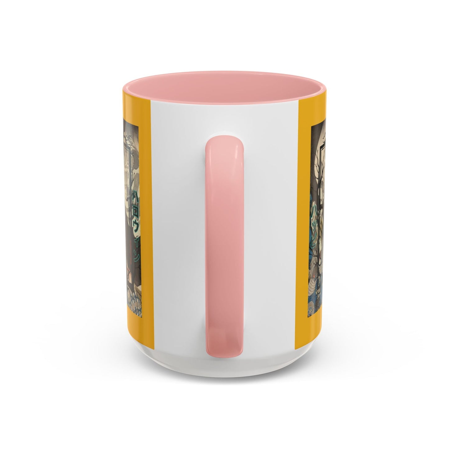 Yōkai Happy Halloween Yellow Accent Mug by cypherpunkgear.com – cypherpunkgear.com | Cypherpunk Merch
