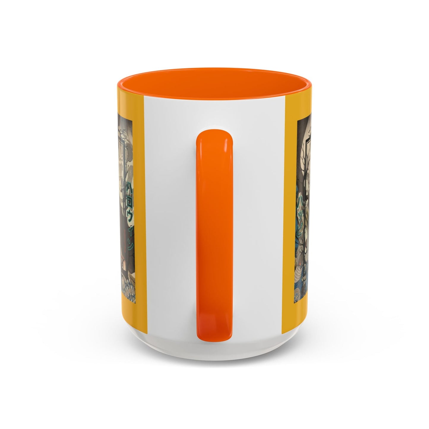 Yōkai Happy Halloween Yellow Accent Mug by cypherpunkgear.com – cypherpunkgear.com | Cypherpunk Merch