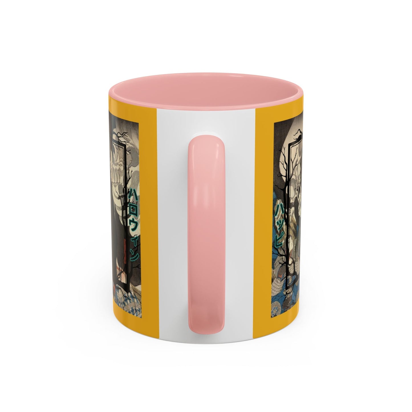 Yōkai Happy Halloween Yellow Accent Mug by cypherpunkgear.com – cypherpunkgear.com | Cypherpunk Merch
