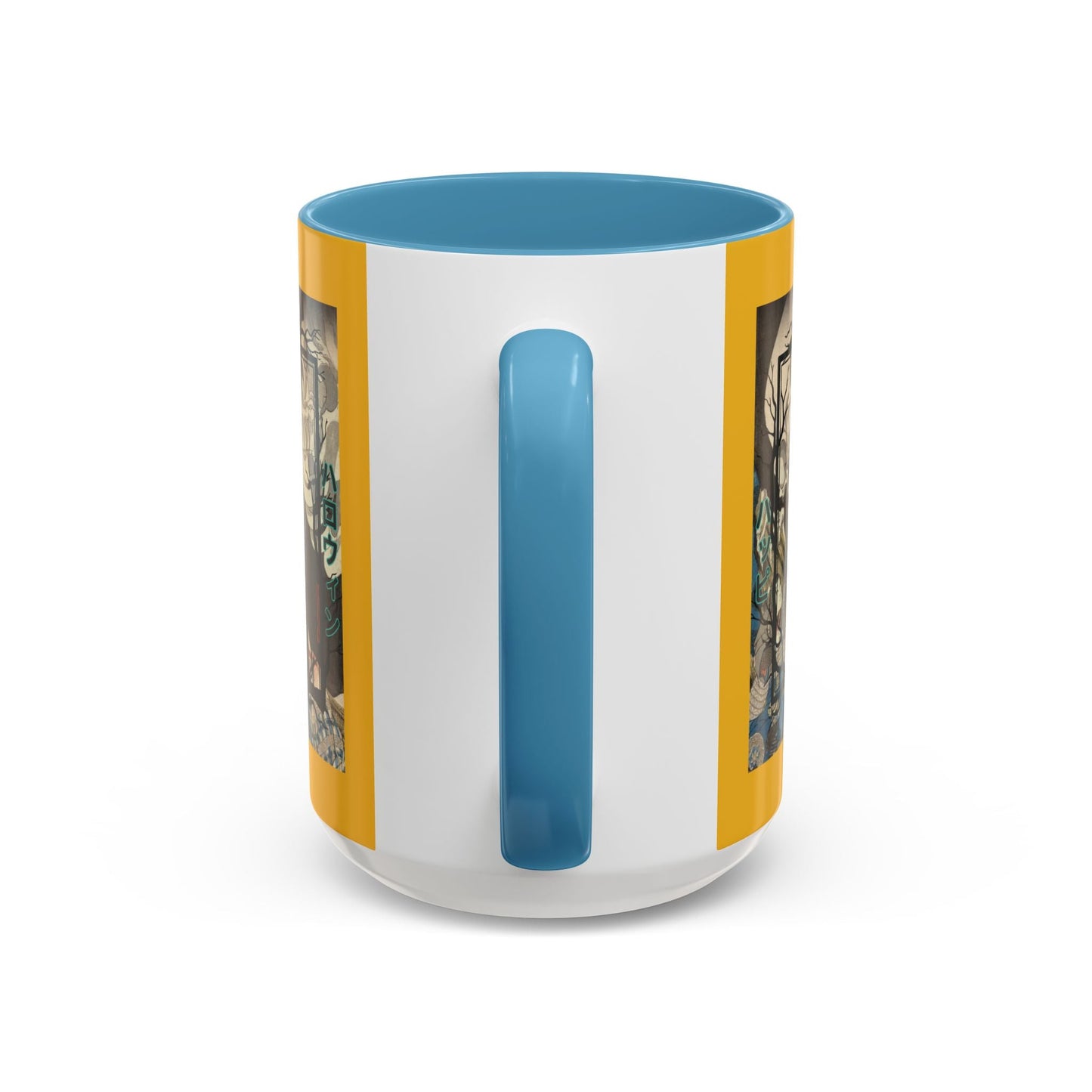 Yōkai Happy Halloween Yellow Accent Mug by cypherpunkgear.com – cypherpunkgear.com | Cypherpunk Merch