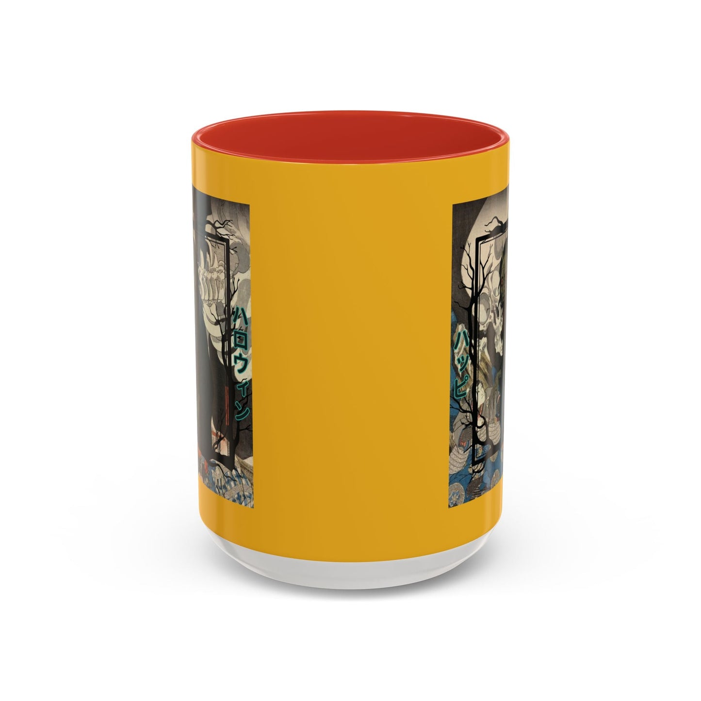 Yōkai Happy Halloween Yellow Accent Mug by cypherpunkgear.com – cypherpunkgear.com | Cypherpunk Merch