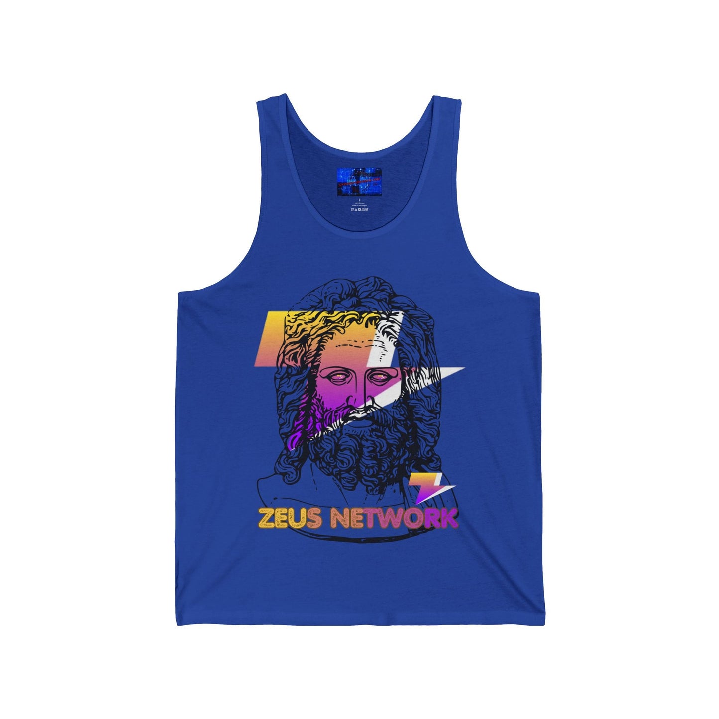 Zeus Network Unisex Jersey Tank Top by cypherpunkgear – cypherpunkgear.com | Cypherpunk Merch