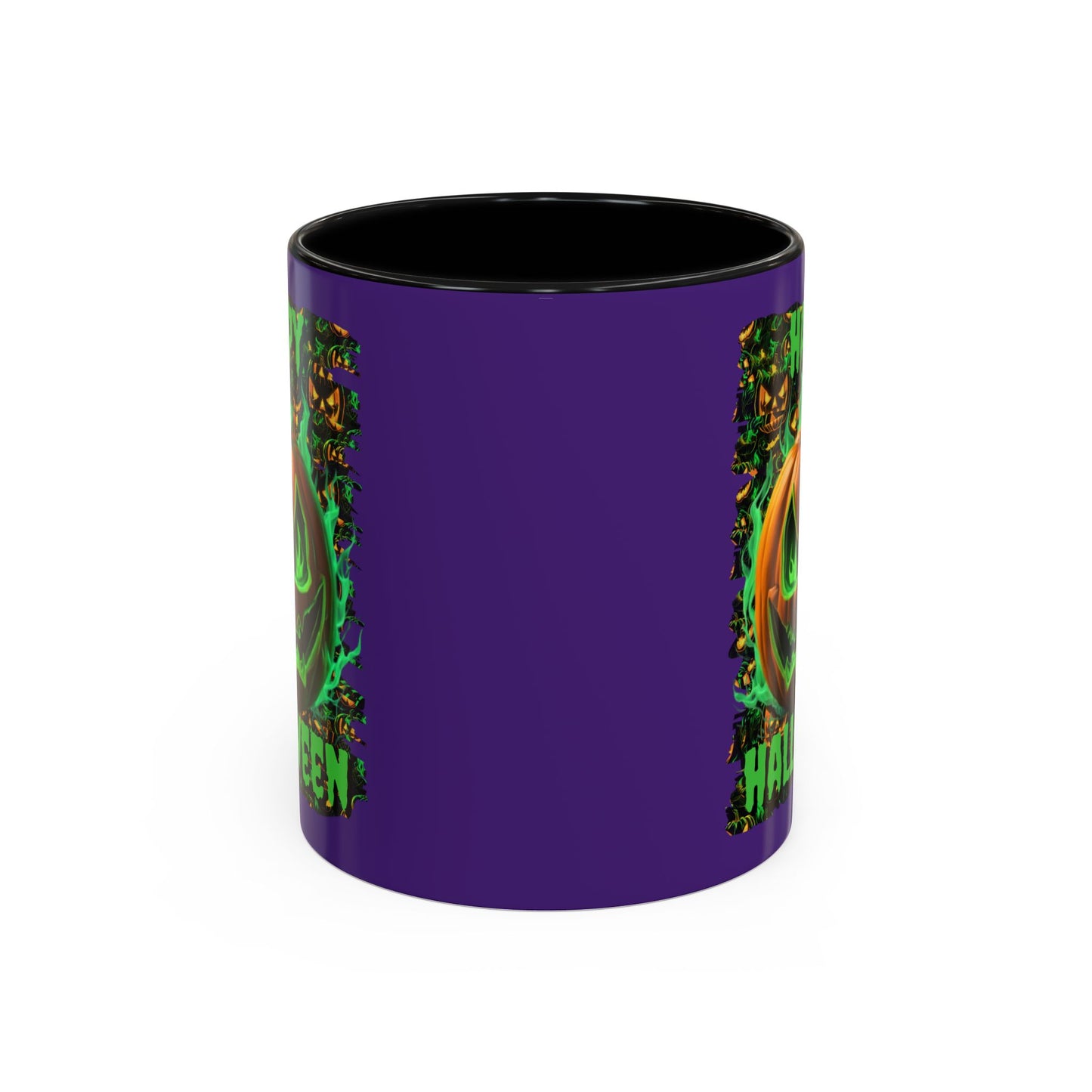 Happy Halloween Green Jack Purple Accent Mug by CreepyCrafts.boo