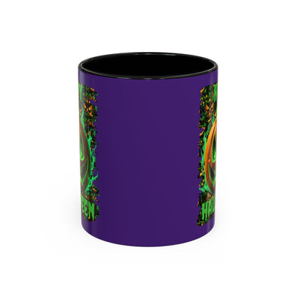 Happy Halloween Green Jack Purple Accent Mug by CreepyCrafts.boo