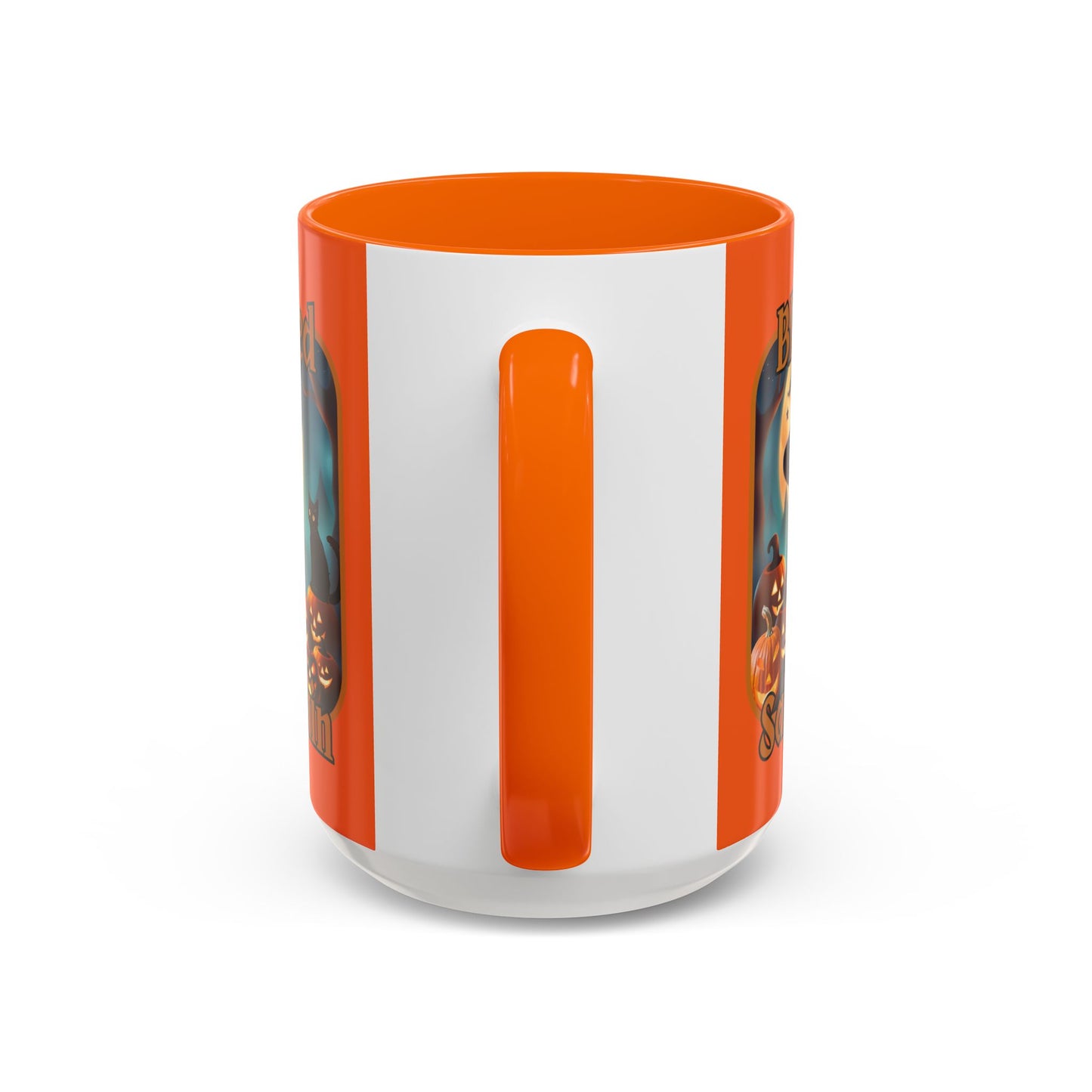 Blessed Samhain Cute Witch Orange font Orange Accent Mug by CreepyCrafts.boo