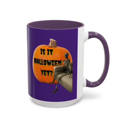 Is it Halloween yet? Skeleton's Giant Pumpkin Purple Accent Mug by CreepyCrafts.boo