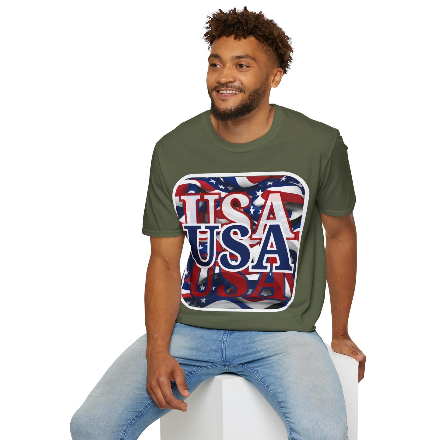 Red White and BLUE USA Patriot Dark colors Unisex T-Shirt by cypherpunkgear.com