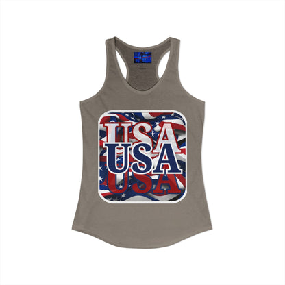 Red White and BLUE USA Patriot Women's Racerback Tank Top by cypherpunkgear.com