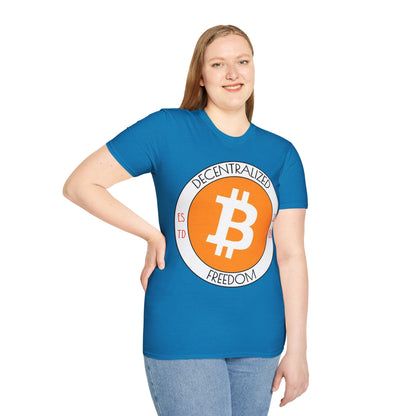 Bitcoin Decentralized Freedom Dark colors Unisex T-Shirt by cypherpunkgear.com