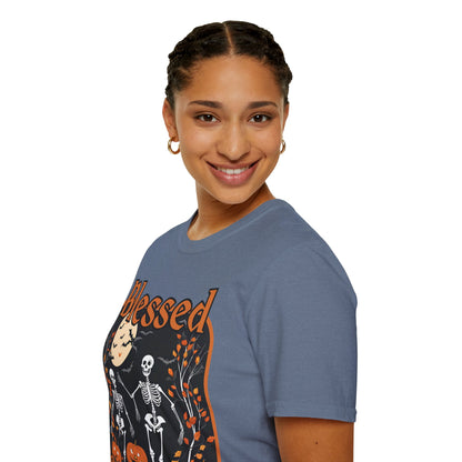 Spooktacular Skeletons of Samhain Dark colors Unisex T-Shirt by CreepyCrafts.boo