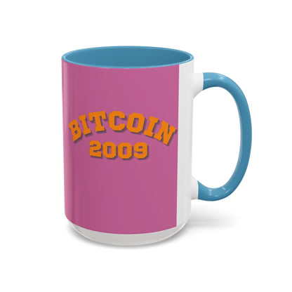 Bitcoin 2009 Pink Accent Mug by cypherpunkgear.com