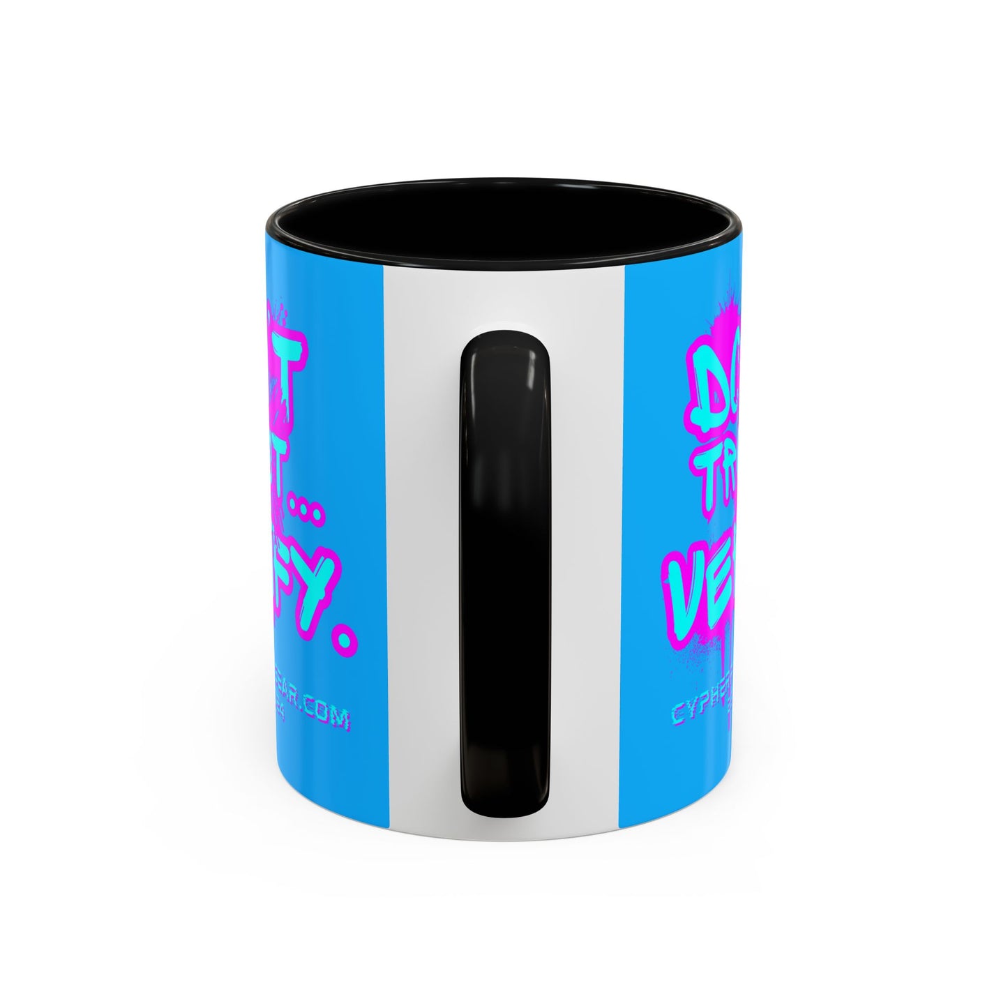 Don't Trust...Verify. Light Blue Accent Mug by cypherpunkgear.com