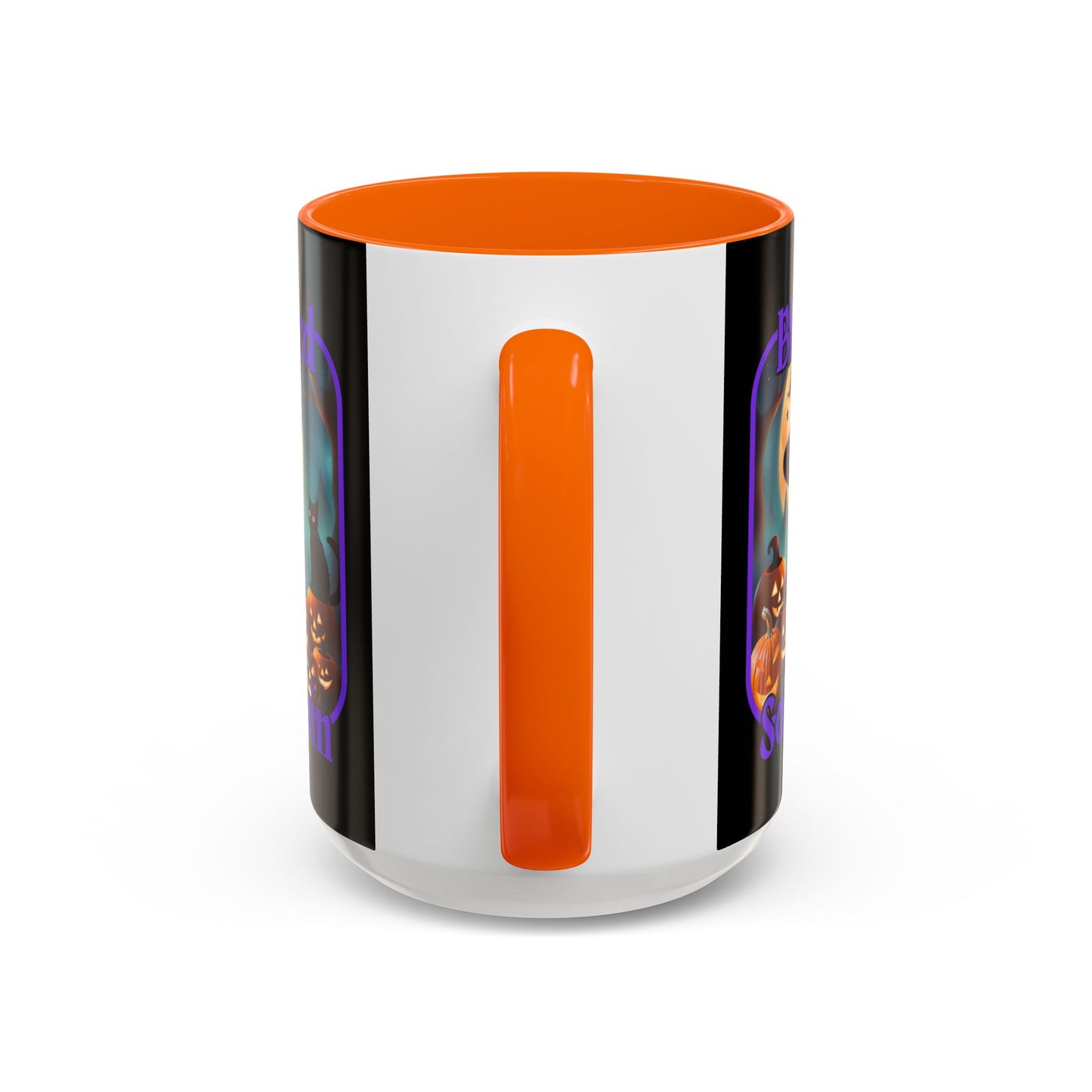 Blessed Samhain Cute Witch Purple font Black Accent Mug by CreepyCrafts.boo