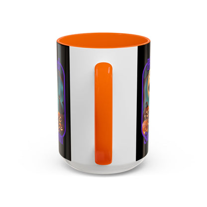 Blessed Samhain Cute Witch Purple font Black Accent Mug by CreepyCrafts.boo