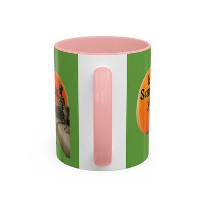 Is It Samhain Yet? Skeleton's Giant Pumpkin Green Accent Mug by CreepyCrafts.boo