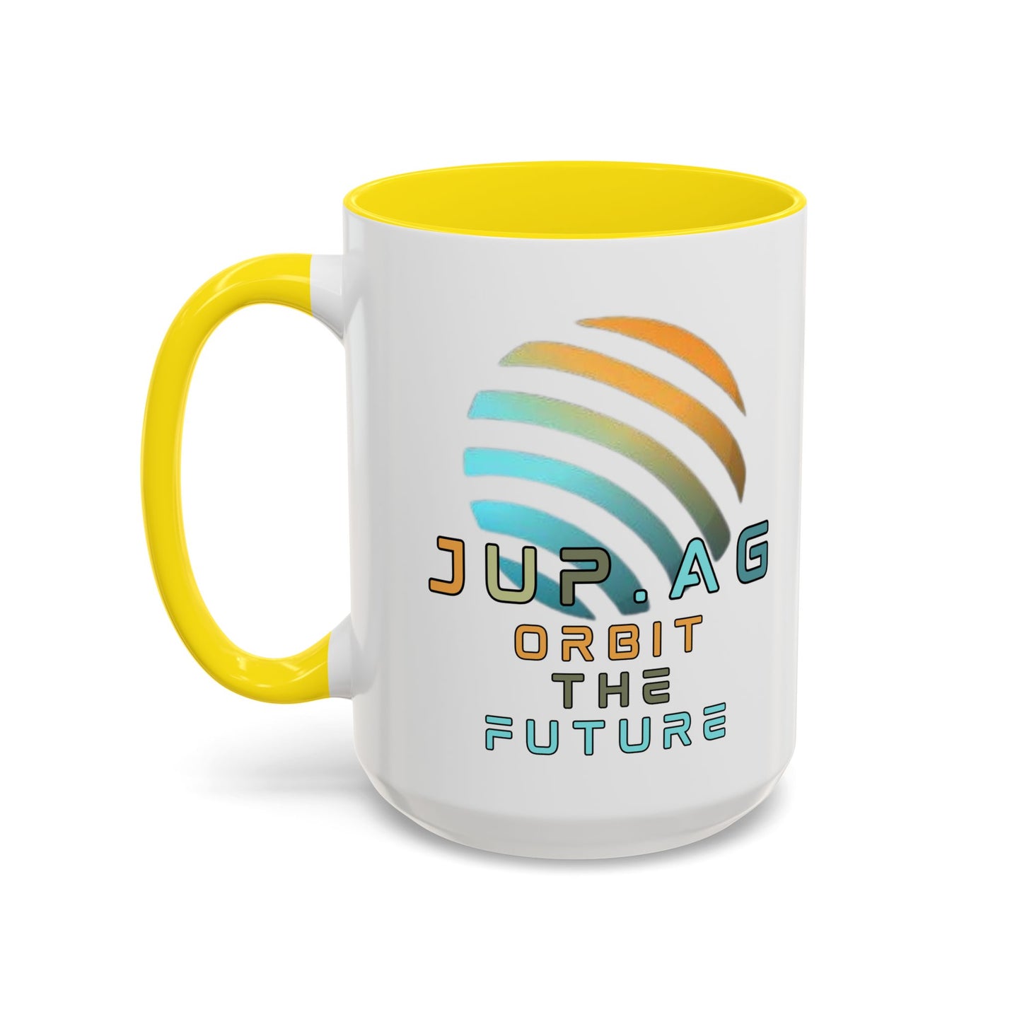 Jupiter (JUP) Orbit the Future White Accent Mug by cypherpunkgear.com