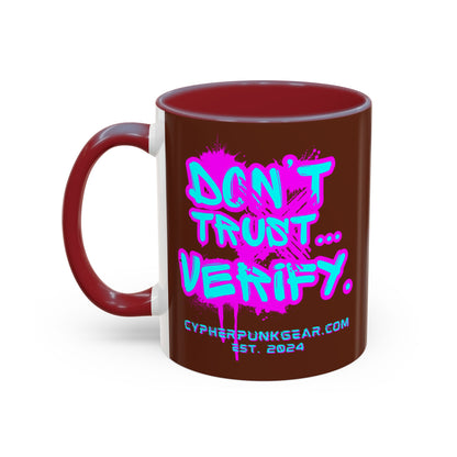 Don't Trust...Verify. Brown Accent Mug by cypherpunkgear.com