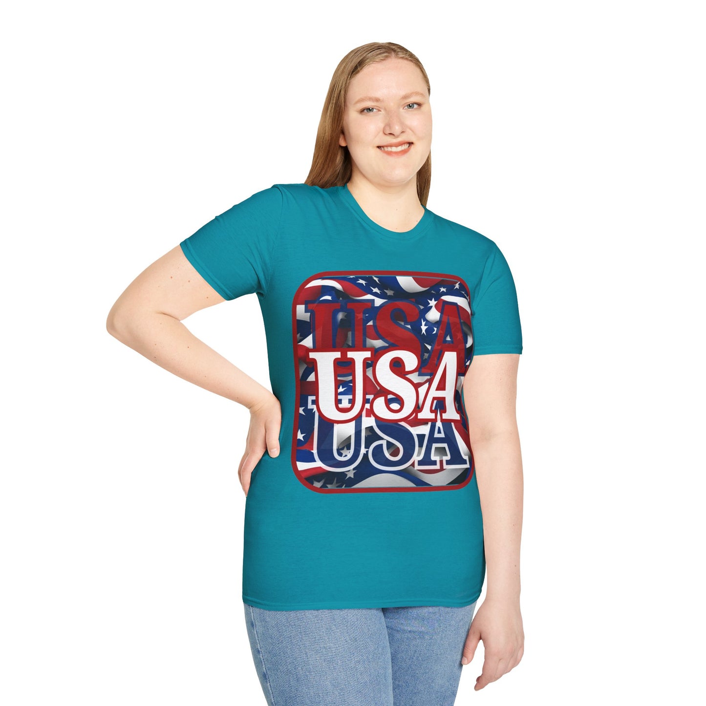 Red WHITE and Blue USA Patriot Dark colors Unisex T-Shirt by cypherpunkgear.com