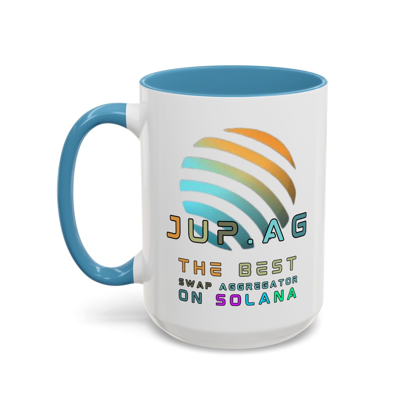Jupiter (JUP) the best aggregator on Solana White Accent Mug by cypherpunkgear.com