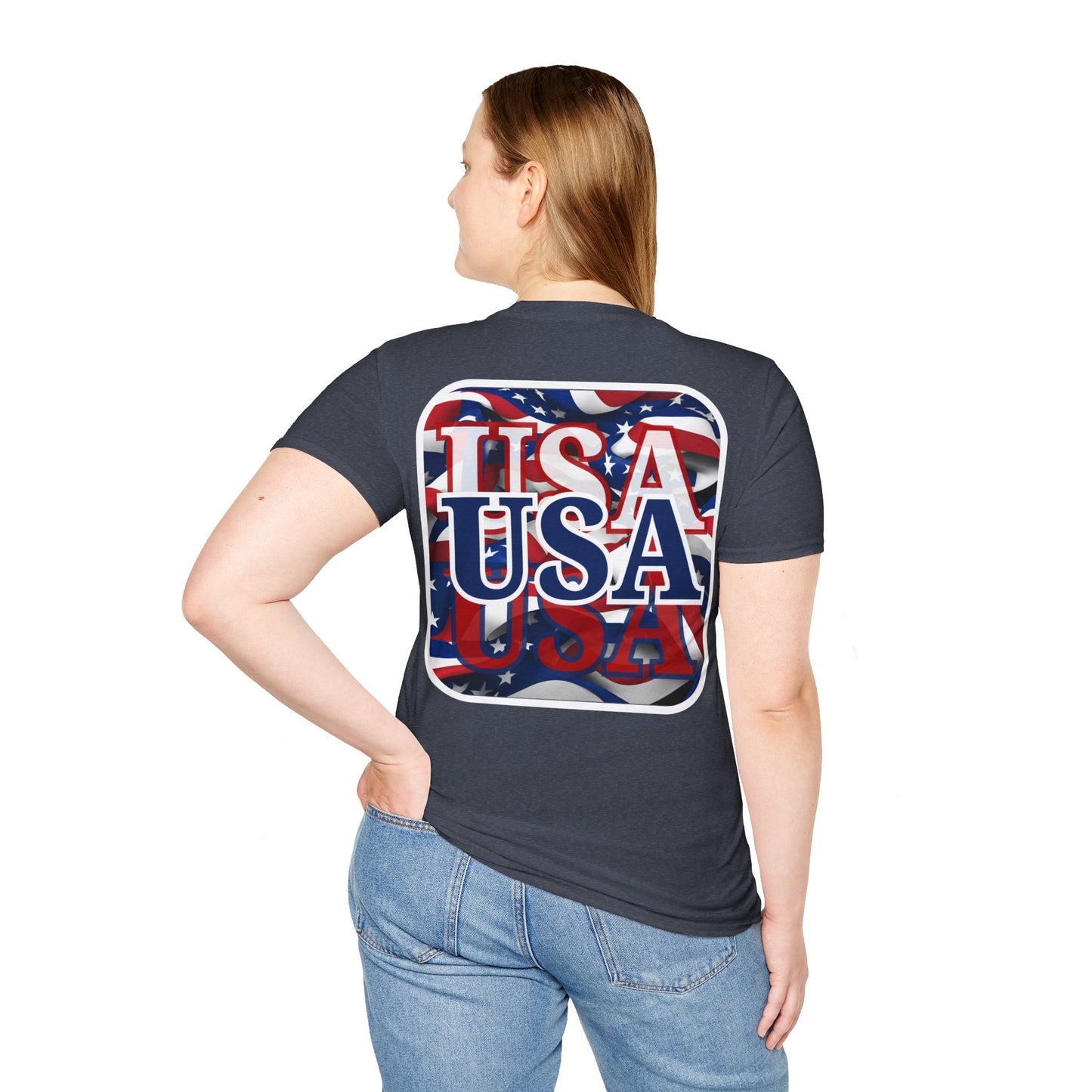 2-sided Red White and BLUE USA Patriot DKcolors Unisex T-Shirt by cypherpunkgear