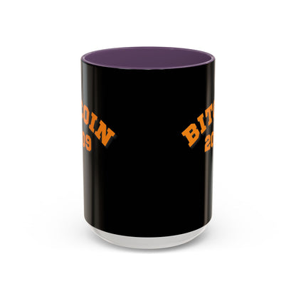 Bitcoin 2009 Black Accent Mug by cypherpunkgear.com