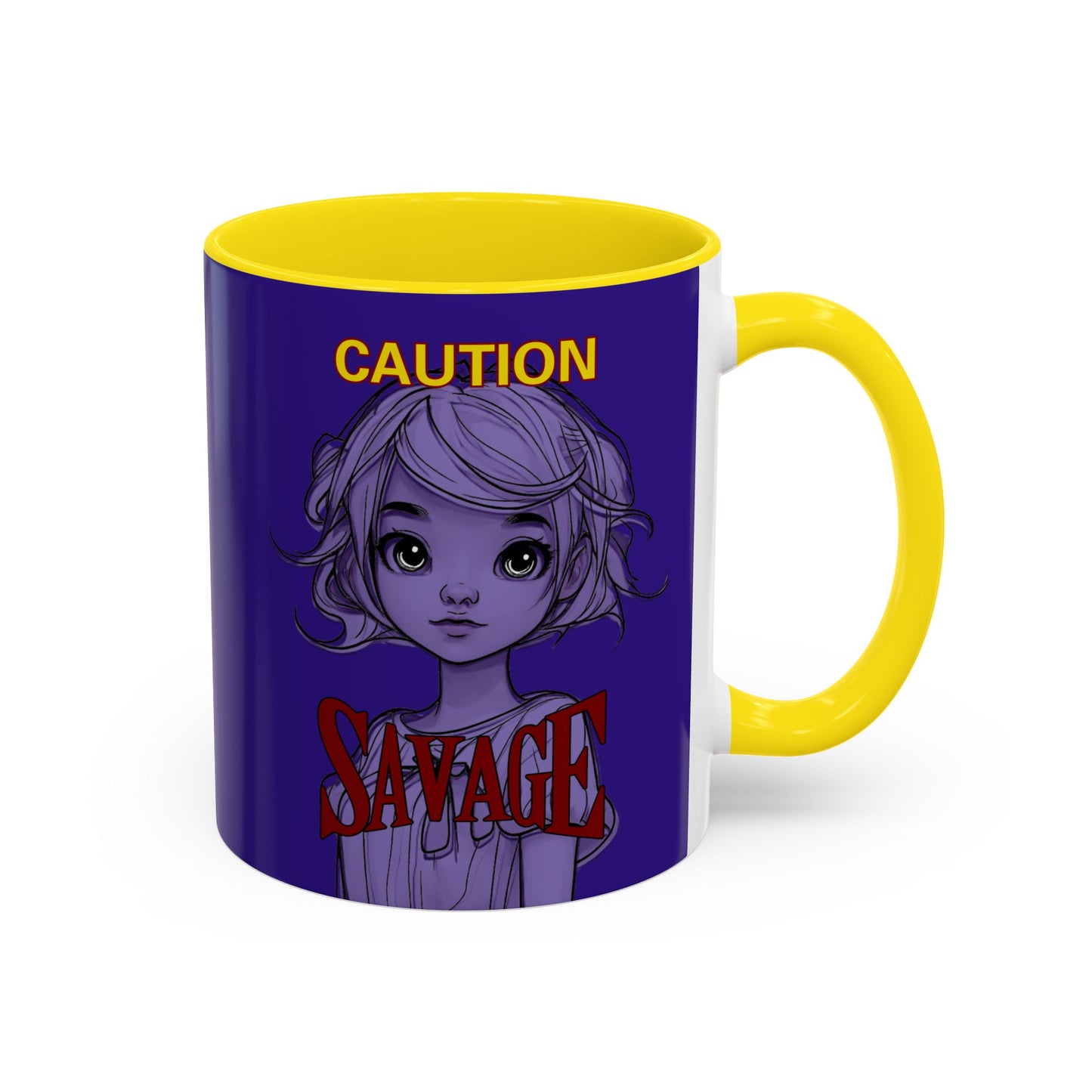 Caution, Savage Dark Purple Accent Mug by cypherpunkgear.com