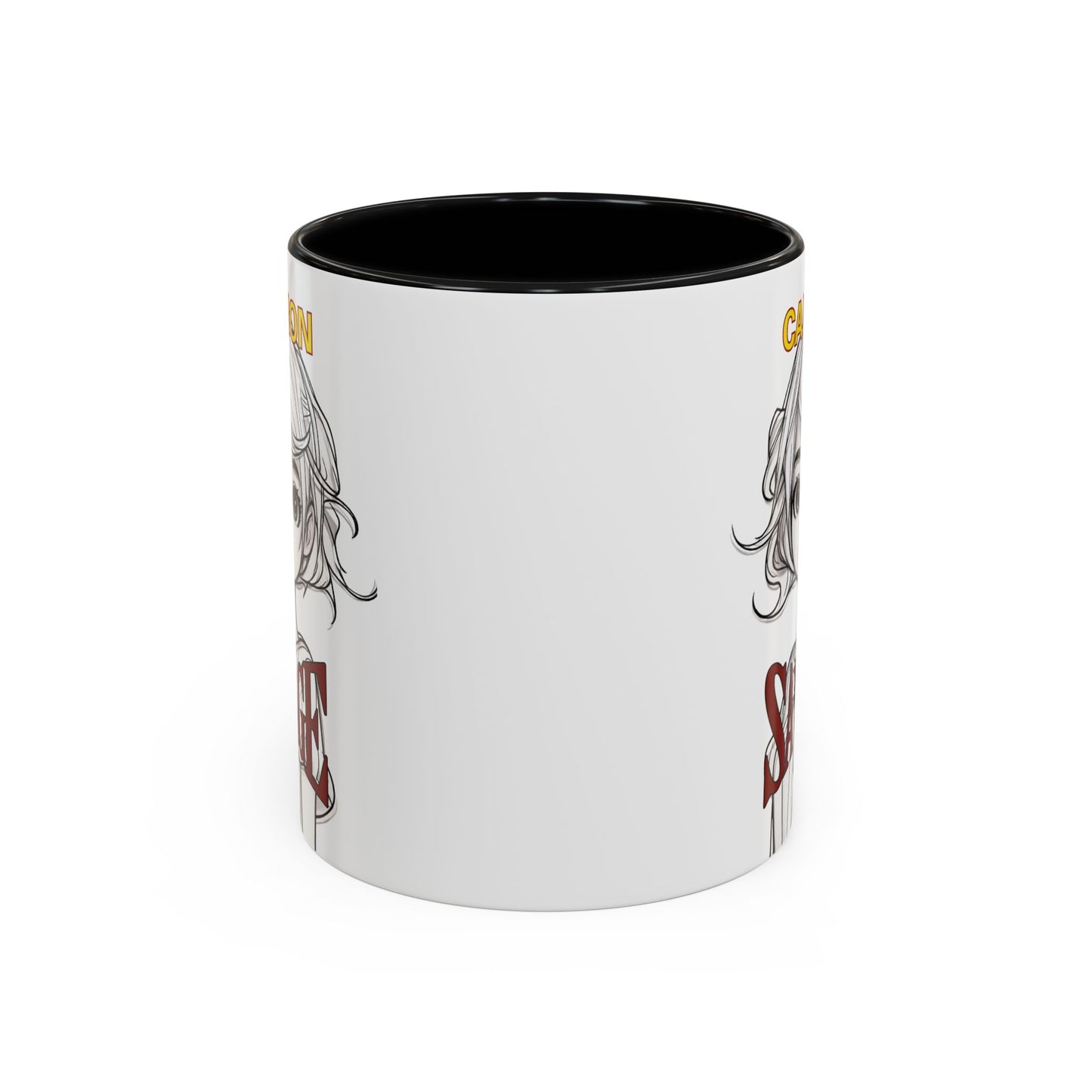 Caution, Savage White Accent Mug by cypherpunkgear.com