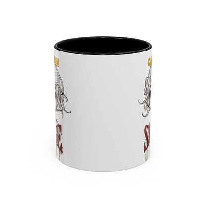 Caution, Savage White Accent Mug by cypherpunkgear.com