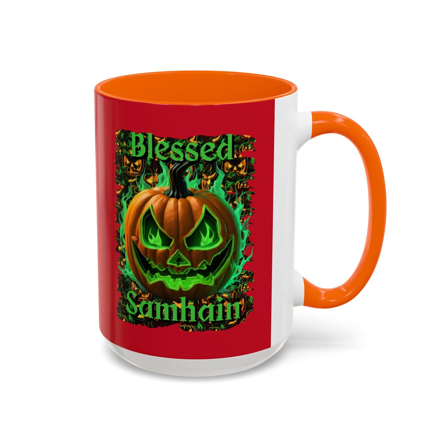 Blessed Samhain Green Jack Red Accent Mug by CreepyCrafts.boo