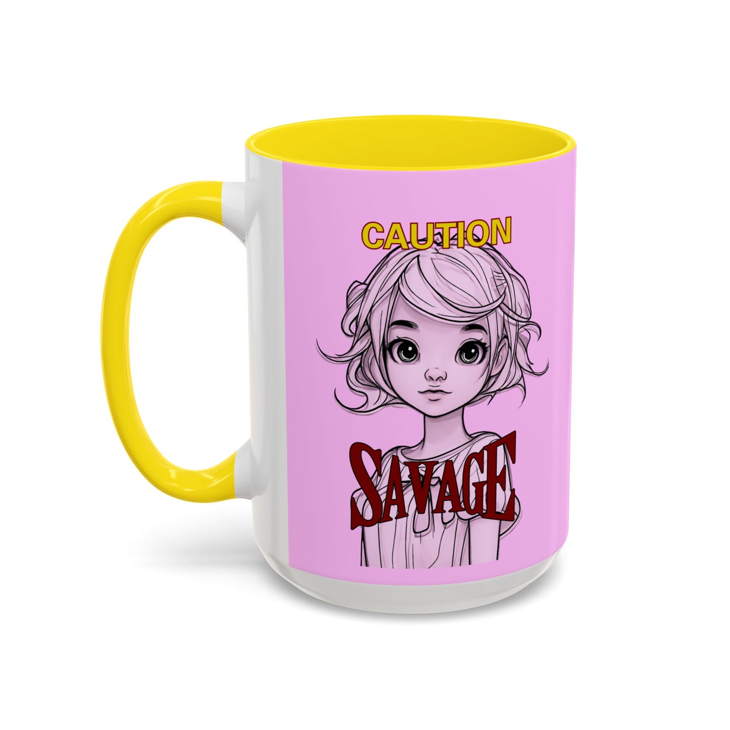 Caution, Savage Pink Accent Mug by cypherpunkgear.com