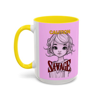 Caution, Savage Pink Accent Mug by cypherpunkgear.com