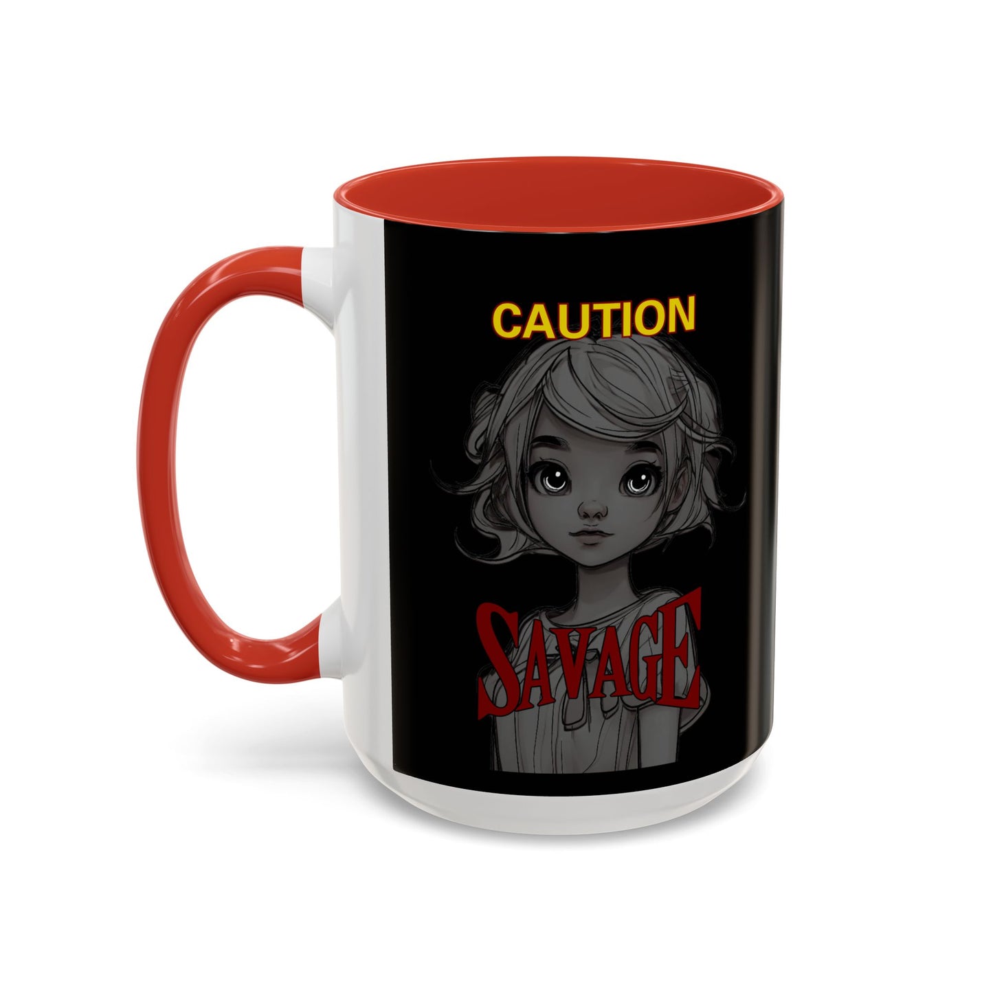 Caution, Savage Black Accent Mug by cypherpunkgear.com