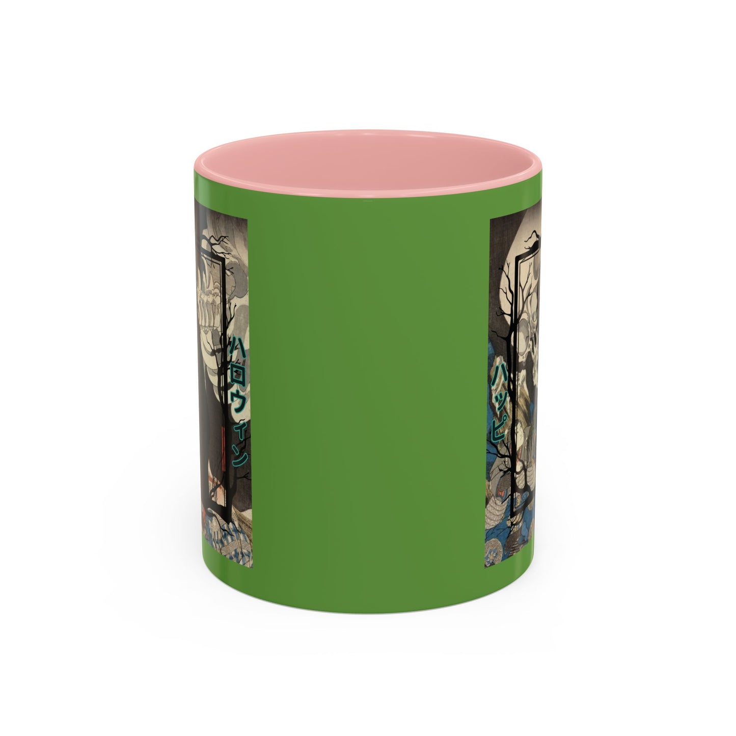 Yōkai Happy Halloween Green Accent Mug by CreepyCrafts.boo