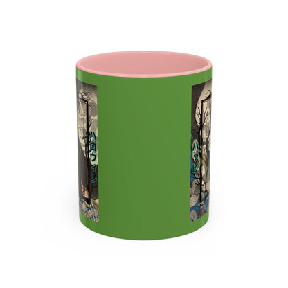 Yōkai Happy Halloween Green Accent Mug by CreepyCrafts.boo