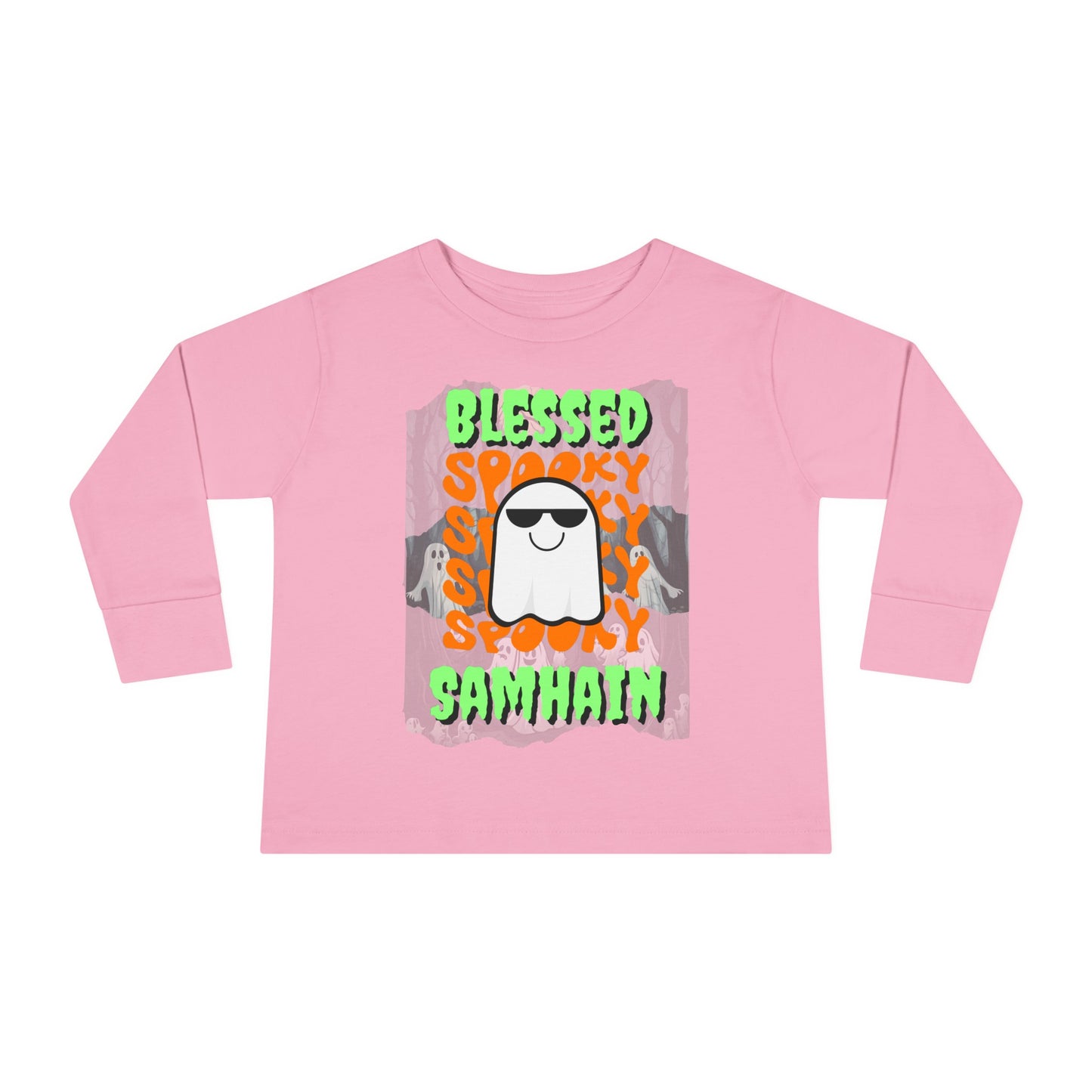 Spooky Blessed Samhain Ghost GNfont Toddler Long Sleeve Tee by cypherpunkgear