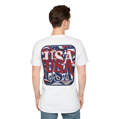 2-sided RED White and Blue USA Patriot Light colors Unisex T-Shirt by cypherpunkgear.com