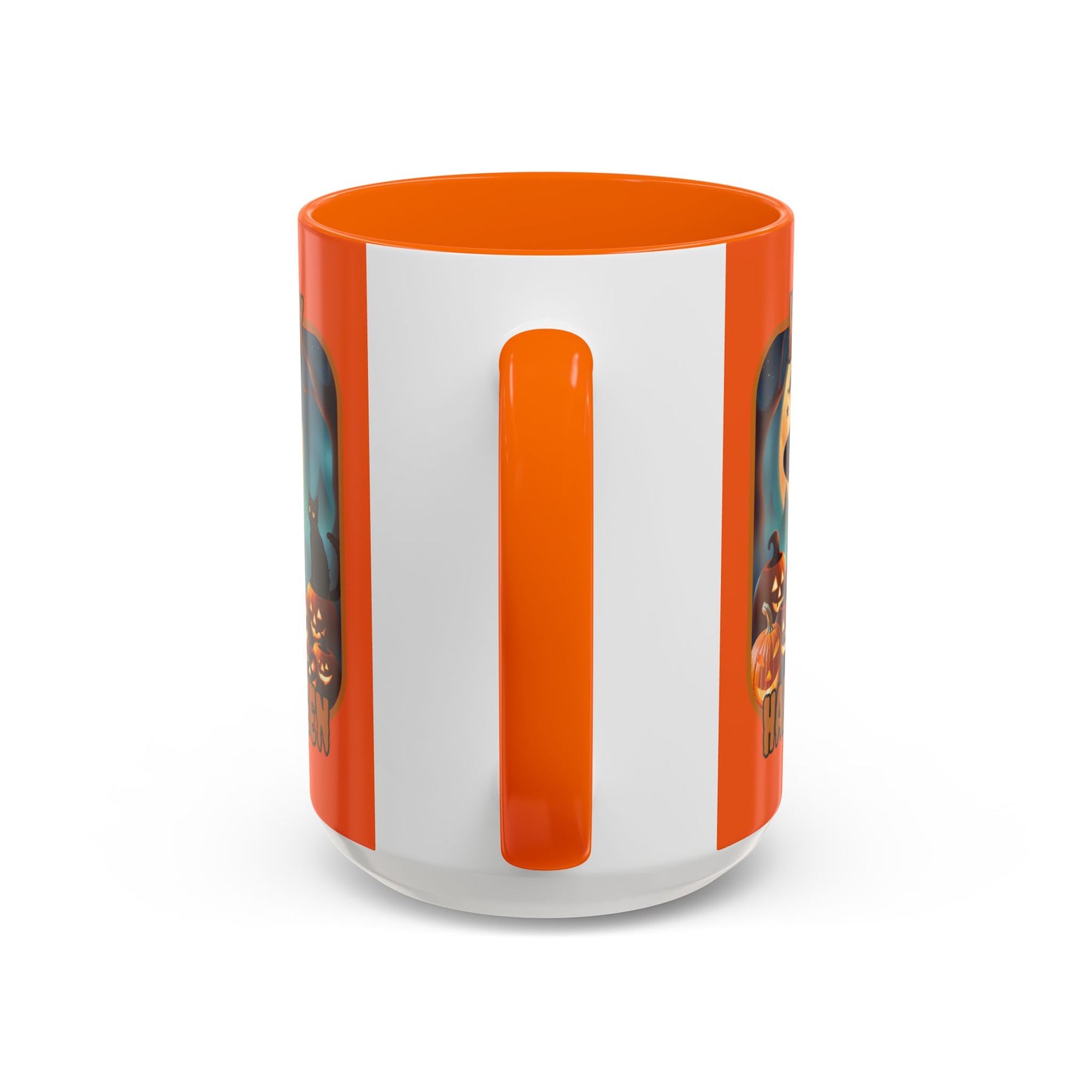 Happy Halloween Cute Witch Orange font Orange Accent Mug by CreepyCrafts.boo