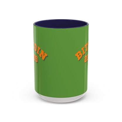 Bitcoin 2009 Green Accent Mug by cypherpunkgear.com